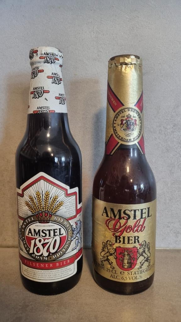 2x Amstel bier – Amstel 1870 '88 & Gold Bier ~<'82-'83, Verzamelen, Biermerken, Ophalen of Verzenden