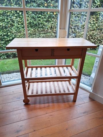 Houten verrijdbaar keukeneiland roltafel Förhöja Ikea