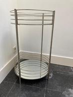 glazen-metalen bijzettafeltje met spiegelglas, Ophalen, Minder dan 55 cm, Gebruikt, Rond
