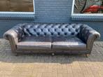 Stoere Chesterfield bank vintage zwart GRATIS BEZORGD!, Leer, Ophalen of Verzenden