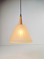 Vintage micron hanglamp hout glas italy design ‘80, Huis en Inrichting, Lampen | Hanglampen, N, Glas, Ophalen of Verzenden, N