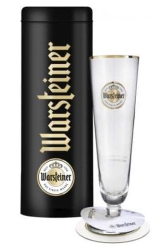 Warsteiner Tulpglas In Geschenkblik, Verzamelen, Biermerken, Nieuw, Glas of Glazen, Overige merken, Ophalen of Verzenden