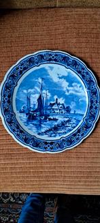Antiek Delfts Blauw Bord met Zeegezicht, Antiek en Kunst, Ophalen of Verzenden