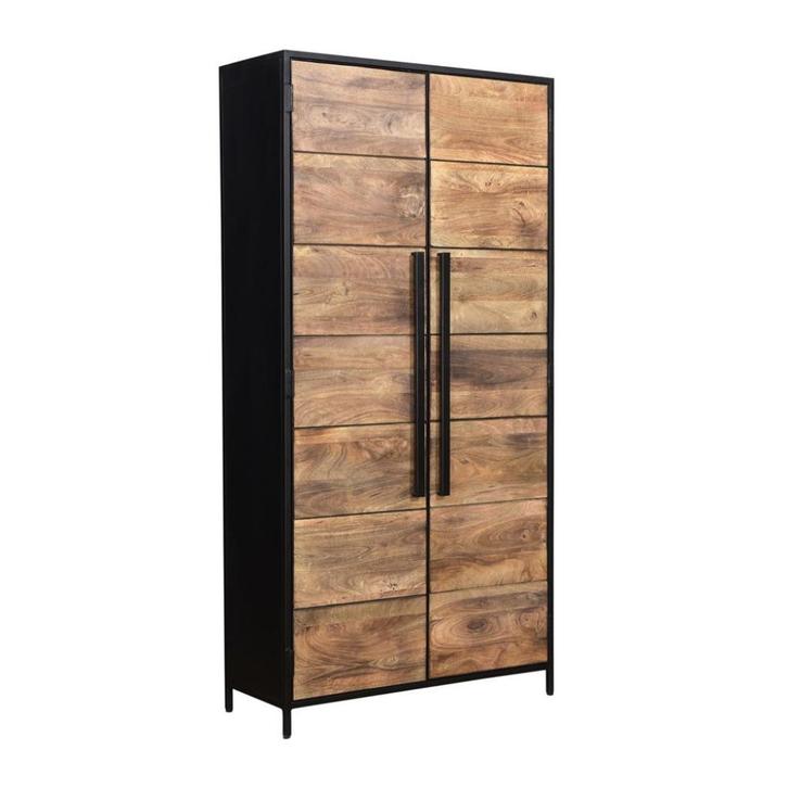 Opbergkast 100X40X200 mango deur/metaal tegen laagste prijs, Huis en Inrichting, Kasten | Ladekasten, Nieuw, 150 tot 200 cm, 50 tot 100 cm