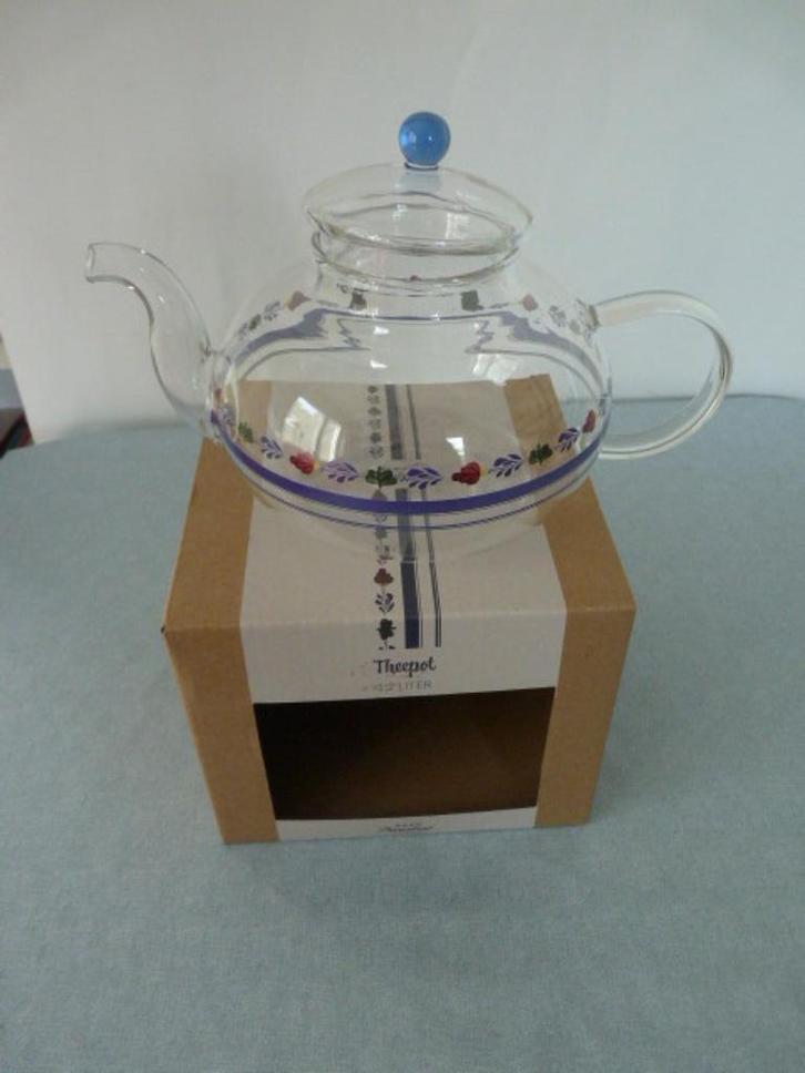 Boerenbont Glazen Theepot Nieuw, Huis en Inrichting, Keuken | Servies, Nieuw, Overige typen, Boerenbont, Glas, Ophalen of Verzenden