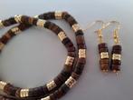Ketting met oorbellen PICASSO JASPIS met Hematiet., Ophalen of Verzenden, Nieuw