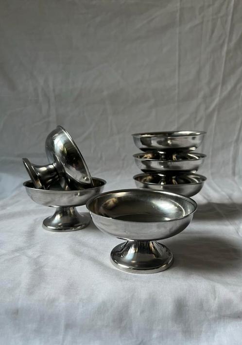 Vintage klassieke Franse RVS ijscoupes | jaren 70 | bistro, Huis en Inrichting, Keuken | Servies, Overige typen, Overige stijlen