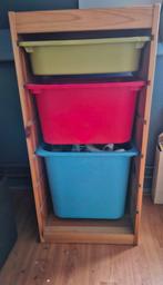 Houten opbergkast met bakken, Huis en Inrichting, Kasten | Kledingkasten, Ophalen, Gebruikt, 25 tot 50 cm, Minder dan 100 cm