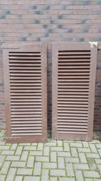 2x Brocante antieke shutters, raamschermen. Bruin hout. S9, Antiek en Kunst, Ophalen of Verzenden