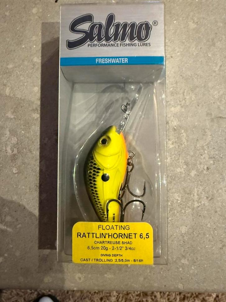 Salmo Ratlin Hornet 6,5 (oude kleur) Chartreuse Shad, Watersport en Boten, Hengelsport | Roofvissen, Nieuw, Overige typen, Ophalen of Verzenden
