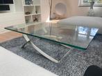 Design glazen salontafel op stalen ondersrel van Rolf Benz, Huis en Inrichting, Tafels | Salontafels, 100 tot 150 cm, Modern, Minder dan 50 cm