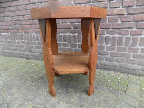 Amsterdamse school tafel geometrisch coromandel vintage, Huis en Inrichting, Tafels | Salontafels, Gebruikt, Minder dan 50 cm