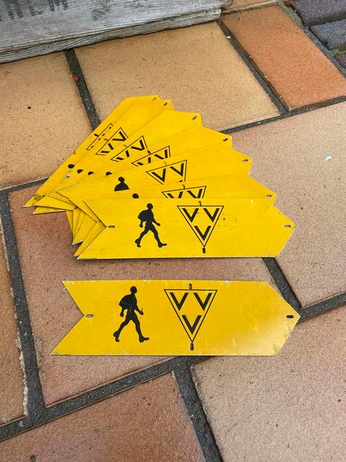 Oude VVV wandel route bordjes wandelroute bordje metaal, Antiek en Kunst, Antiek | Overige Antiek, Ophalen of Verzenden