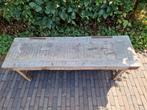 Tuinbank - tafel robuust leuke details, Tuin en Terras, Ophalen, Zo goed als nieuw, Hout