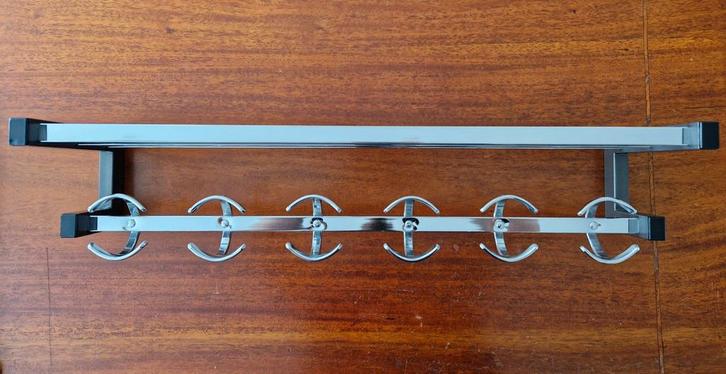 Vintage kapstok met zes dubbele haken en hoedenplank, 1970., Huis en Inrichting, Woonaccessoires | Kapstokken, Zo goed als nieuw