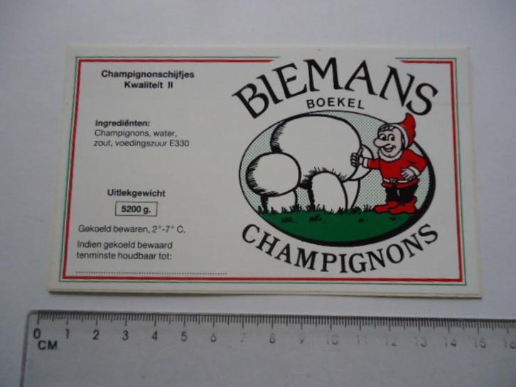 sticker oud Biemans Boekel champignon kabouter strip retro, Verzamelen, Stickers, Zo goed als nieuw, Verzenden