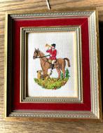 Broderie schilderijtje geborduurd lijstje brocante curiosa, Verzenden