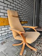 Vintage Draaistoel met Houten Frame, Hout, Gebruikt, Overige kleuren, Ophalen of Verzenden
