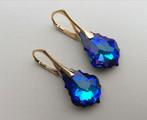 Oorbellen Swarovski kristal NIEUW goud zilver ketting parel, Met kristal, Hangers, Verzenden, Paars