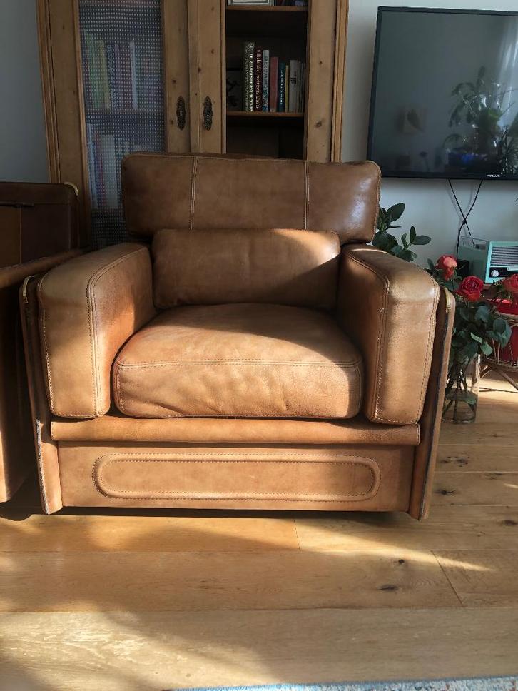 Design Baxter Arcon bank en fauteuils, Huis en Inrichting, Fauteuils, Gebruikt, Leer, 75 tot 100 cm, 75 tot 100 cm, Ophalen