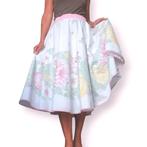 Vintage swingrok cirkelrok met bloemen pastel ca mt 42 tm 46, Kleding | Dames, Rokken, Overige kleuren, -, -, Maat 42/44 (L)