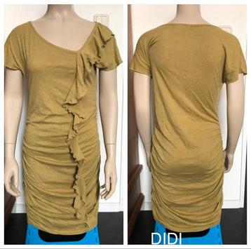 Jurk tuniek DIDI ruches mosgroen khaki groen als nieuw 40/42 beschikbaar voor biedingen