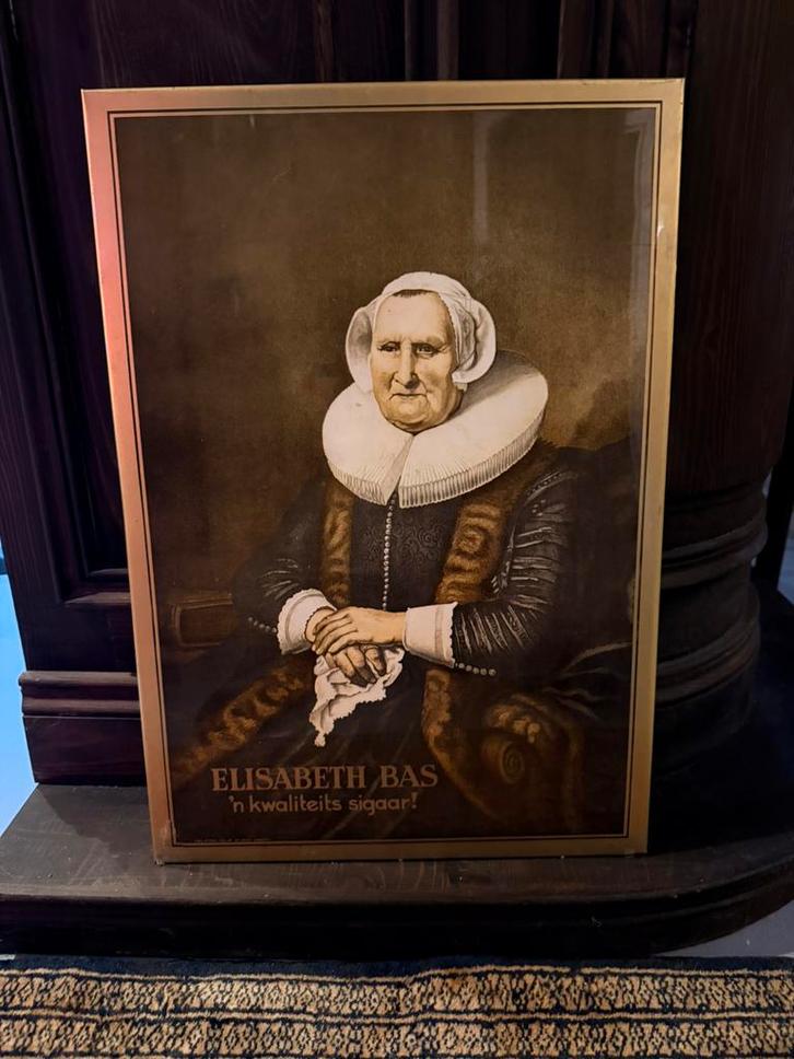 Reclamebord Elisabeth Bas Sigaren, Verzamelen, Merken en Reclamevoorwerpen, Gebruikt, Reclamebord, Ophalen of Verzenden