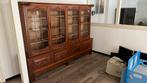 Antieke eiken (boeken) kast met fraaie glas in lood deurtjes, Ophalen