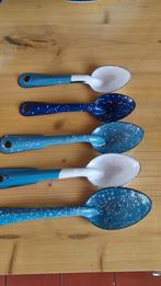Verzameling blauw emaillen lepels, Antiek en Kunst, Antiek | Emaille, Ophalen of Verzenden