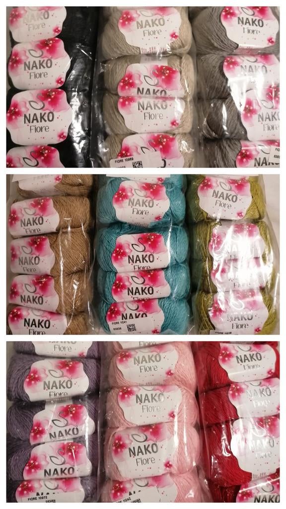 Nako Fiore Garen - 6 bollen - Linnen, Katoen, Bamboe, Ophalen of Verzenden, Nieuw, Breien of Haken, Wol of Garen