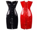 Dames pvc korset jurk (sexy wetlook latex leer look zwart), Kleding | Dames, Jurken, Maat 38/40 (M), Overige kleuren, Verzenden