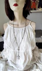 Retro ketting Kruis Hanger Zwart Wit, Met hanger, Kunststof, Gebruikt, Overige kleuren