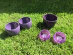 Woonaccessoires bloempotten, waxinelichtjes paars, Tuin en Terras, Rond, Binnen, Ophalen of Verzenden, Zo goed als nieuw