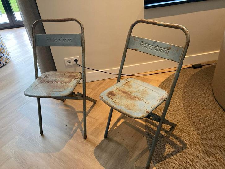 Vintage Indiase klapstoelen - set van 2, Antiek en Kunst, Antiek | Meubels | Stoelen en Banken, Ophalen of Verzenden