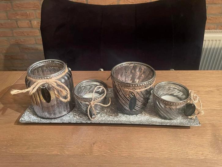 Rechthoekig Metalen Dienblad goud/ zilver, Huis en Inrichting, Woonaccessoires | Dienbladen, Gebruikt, Metaal, Rechthoekig, Ophalen of Verzenden