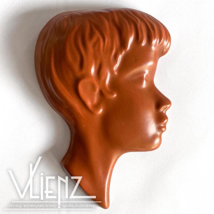 Vintage, midcentury wandmasker keramiek kind nr. 654, Verzamelen, Retro, Huis en Inrichting, Ophalen of Verzenden