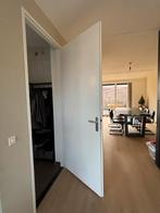 Witte binnendeur 231,5x93cm, rechtsdraaiend met beslag, Ophalen, Gebruikt, Rvs, Klink of Kruk