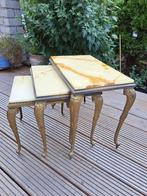 Vintage Mimiset Messing en Onyx, Huis en Inrichting, Tafels | Bijzettafels, Ophalen, Rechthoekig, Minder dan 55 cm