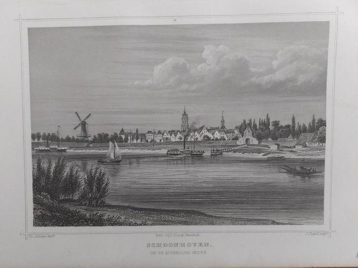 82 /  Schoonhoven Gravure uit 1860, Antiek en Kunst, Kunst | Etsen en Gravures, Ophalen of Verzenden