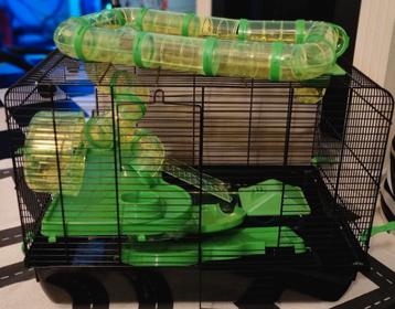 Knaagdierkooi hamsterkooi Galaxy zwart met groen 58x38x43   beschikbaar voor biedingen
