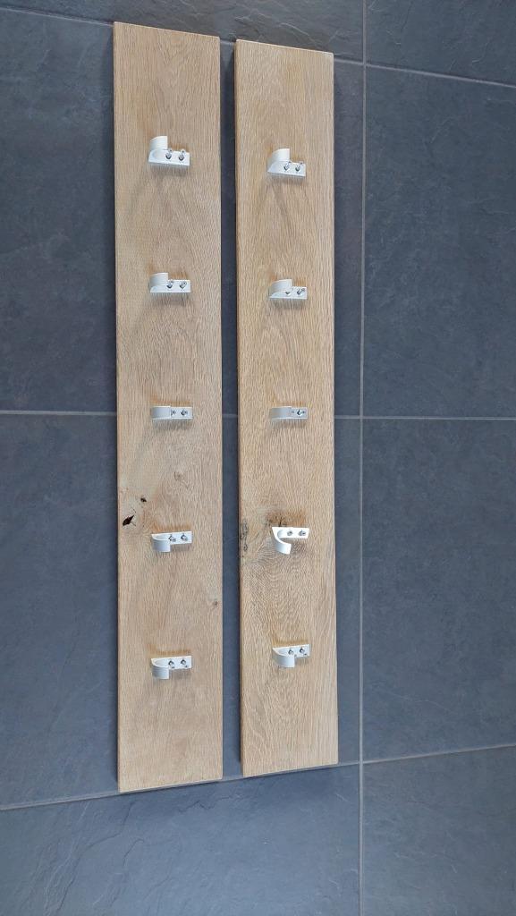 2 x Kapstok met 5 haken rustiek eiken (massief) - per stuk, Huis en Inrichting, Woonaccessoires | Kapstokken, Zo goed als nieuw