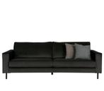 WOOOD Robin 3-zits Bank Fluweel Antraciet + hocker, Ophalen, Driepersoons, 75 tot 100 cm, Zo goed als nieuw