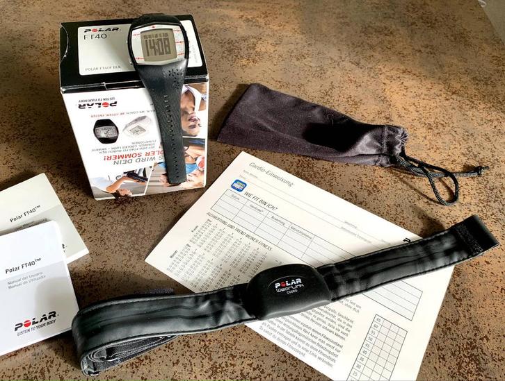 Sporthorloge Polar FT40 (zwart), Sieraden, Tassen en Uiterlijk, Sporthorloges, Gebruikt, Android, Zwart, Calorieverbanding, Conditie