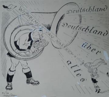 Originele voetbal tekening 1937 Duitsland - Nederland 2-2 beschikbaar voor biedingen