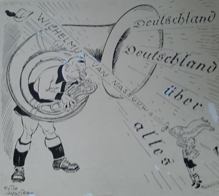 Originele voetbal tekening 1937 Duitsland - Nederland 2-2, Verzamelen, Sportartikelen en Voetbal, Ophalen