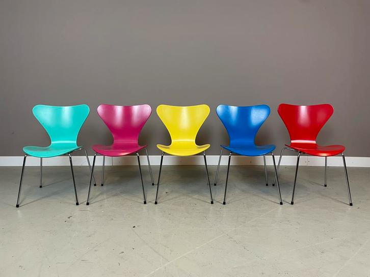 5 Fritz Hansen vlinderstoelen 7 series Arne Jacobsen I.Z.G.S, Huis en Inrichting, Stoelen, Zo goed als nieuw, Vijf, Zes of meer stoelen