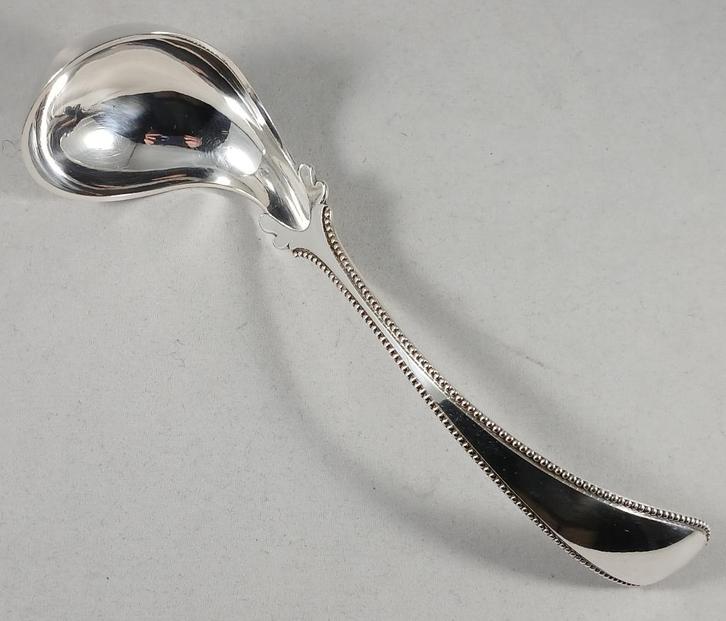 Zilveren juslepel of eierlepel parelrand antiek 835 zilver, Antiek en Kunst, Antiek | Goud en Zilver, Zilver, Ophalen of Verzenden