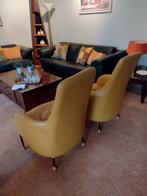 Moderne Vintage jaren 70/80 fauteuils leer met vast kussen, Ophalen, Gebruikt, Twee, Overige kleuren