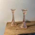 Vintage Roze Tulpenkandelaars Carnival Glass, Ophalen of Verzenden