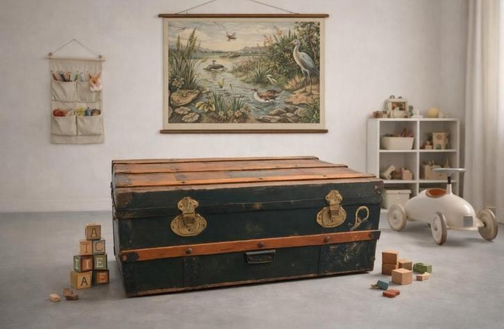 Vintage Verkleedkist / Dekenkist - Ideaal voor Speelgoed, Huis en Inrichting, Woonaccessoires | Kisten, Gebruikt, Minder dan 50 cm